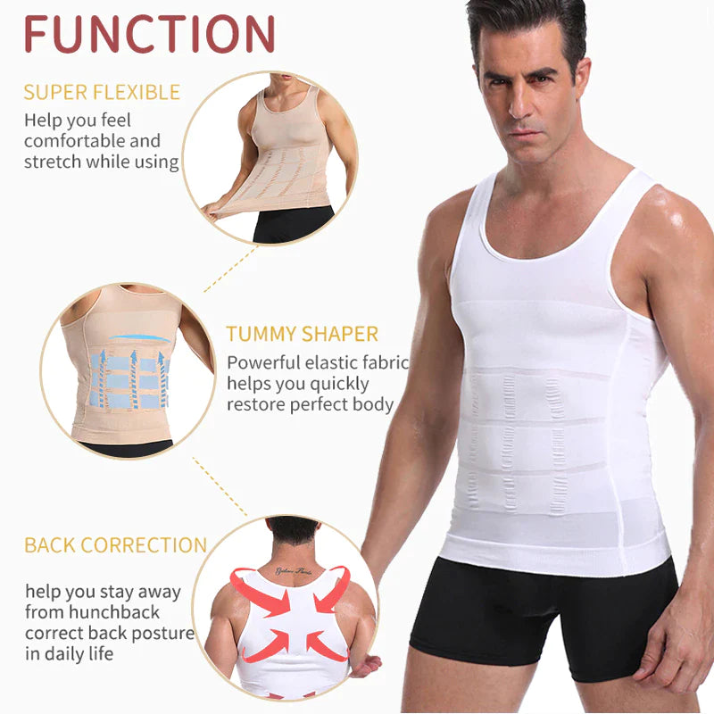 Slim and Lift Men's Body Shaper Vest with Firming Panels